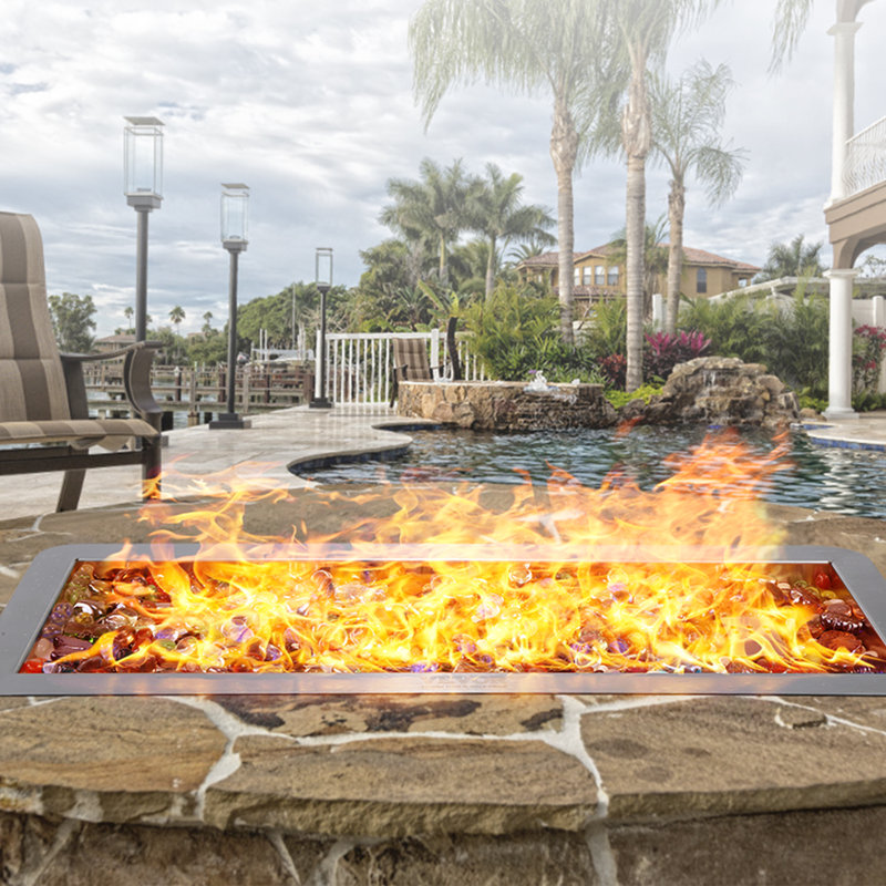 Stainless Steel 30'' Rectangular Drop-In Fire Pit Pan Kit