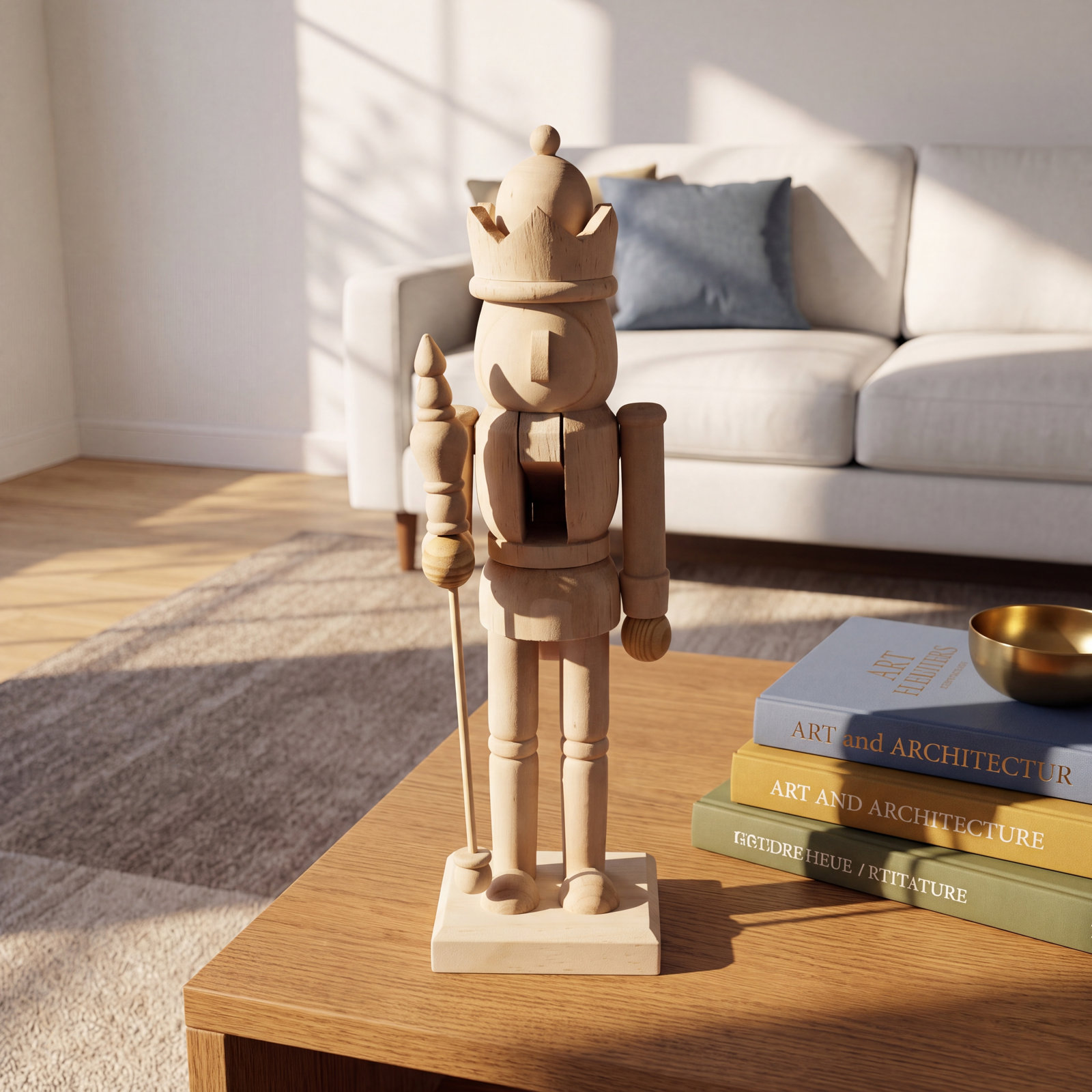 Wooden Nutcracker Figurine, Taupe