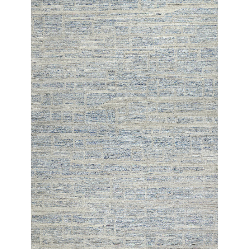 Aspen Hand Tufted Abstract Area Rug, Blue/Ivory, Rectangle 8' x 10'