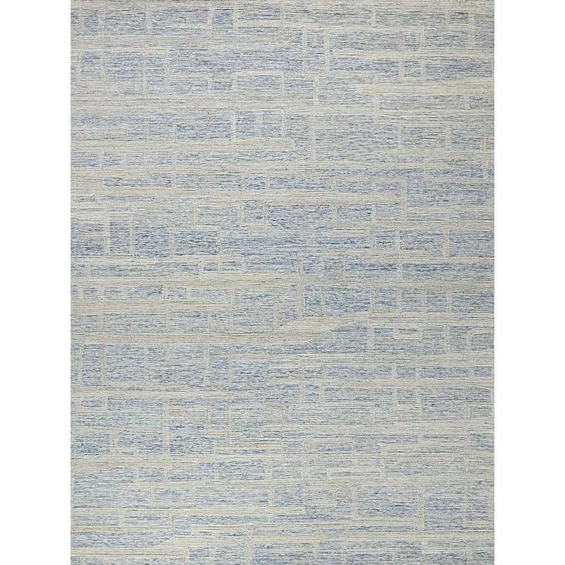Aspen Hand Tufted Abstract Area Rug, Rectangle 5' x 8', Blue/Ivory