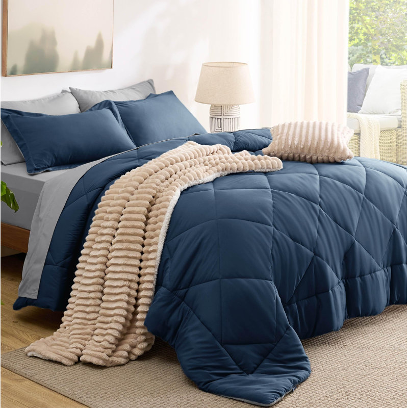 Ensemble d'édredon réversible Best vendeur, Bleu, Grand édredon et 6 pièces supplémentaires