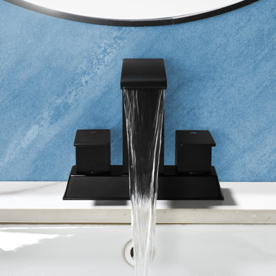 Waterfall Bathroom Sink Faucet 4 Inch Faucet 2 Handle Lead-free Centerset Bathroom Faucet With Water Supply Lines Pop Up Drain 2 Or 3 Holes Bathroom Basin Lavatory Mixer Taps