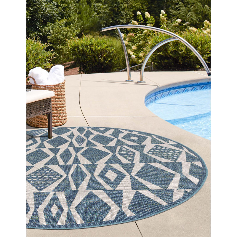 Geometric Indoor / Outdoor Rug, Round 4'1"