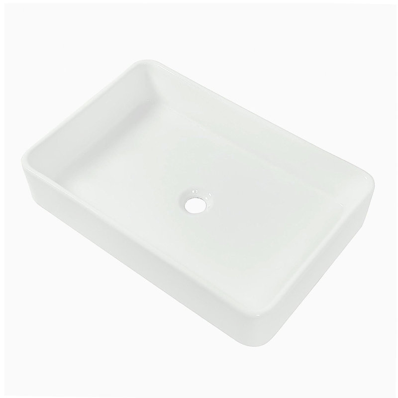 24"x16" White Ceramic Rectangular Vessel Bathroom Sink