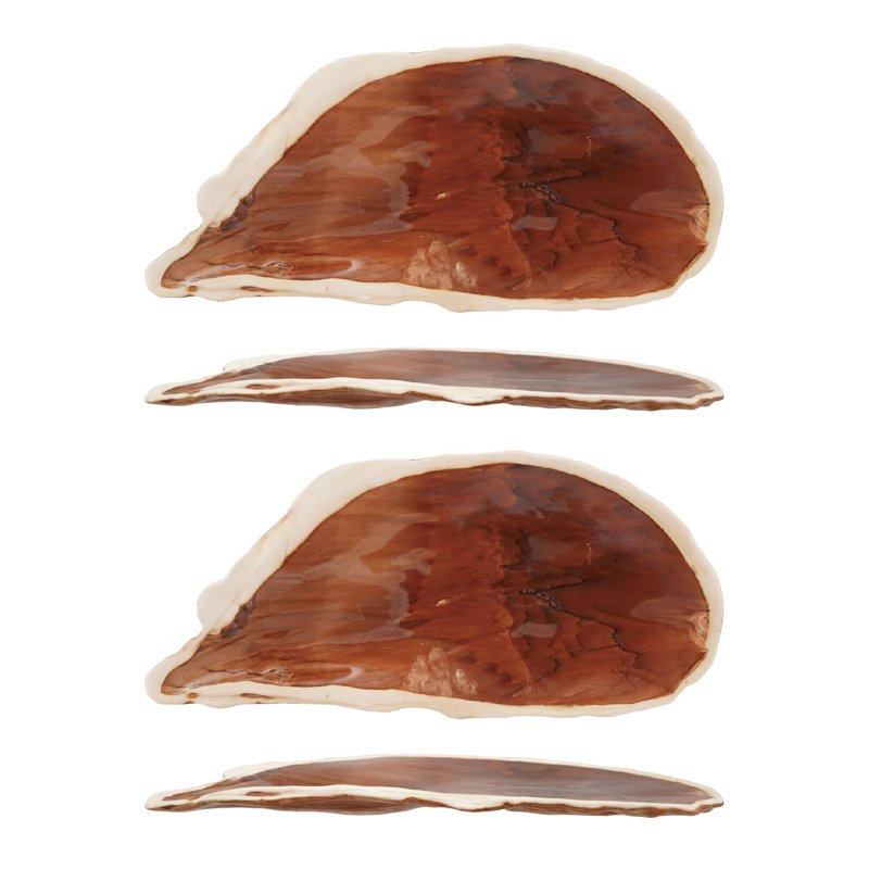 Stoneware Oyster Shell Shaped Platters In Reactive Glaze