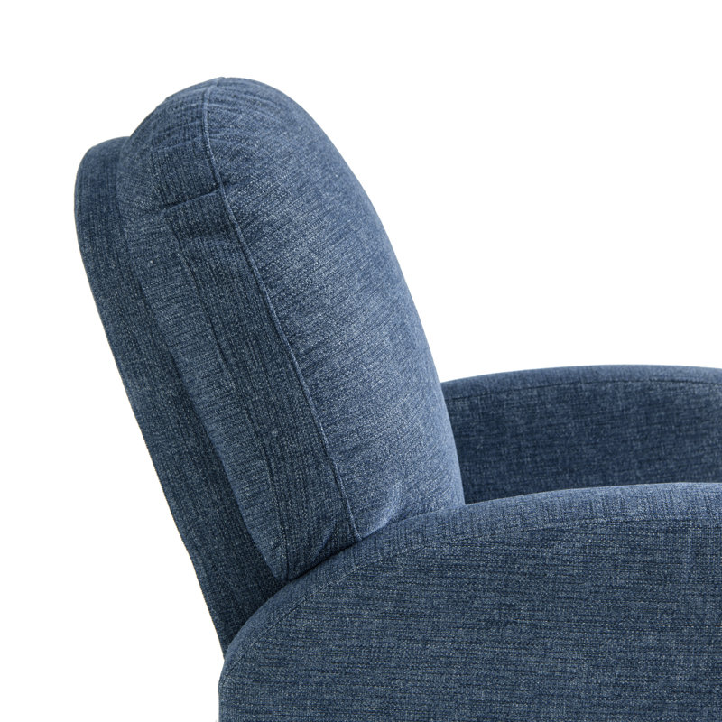 Hallstead 37.4" Wide Modern Super Soft Swivel Rocking Manual Pull Recliner, Blue