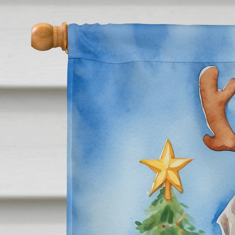 Drapeau de Noël maison de renne, Braque de Weimar
