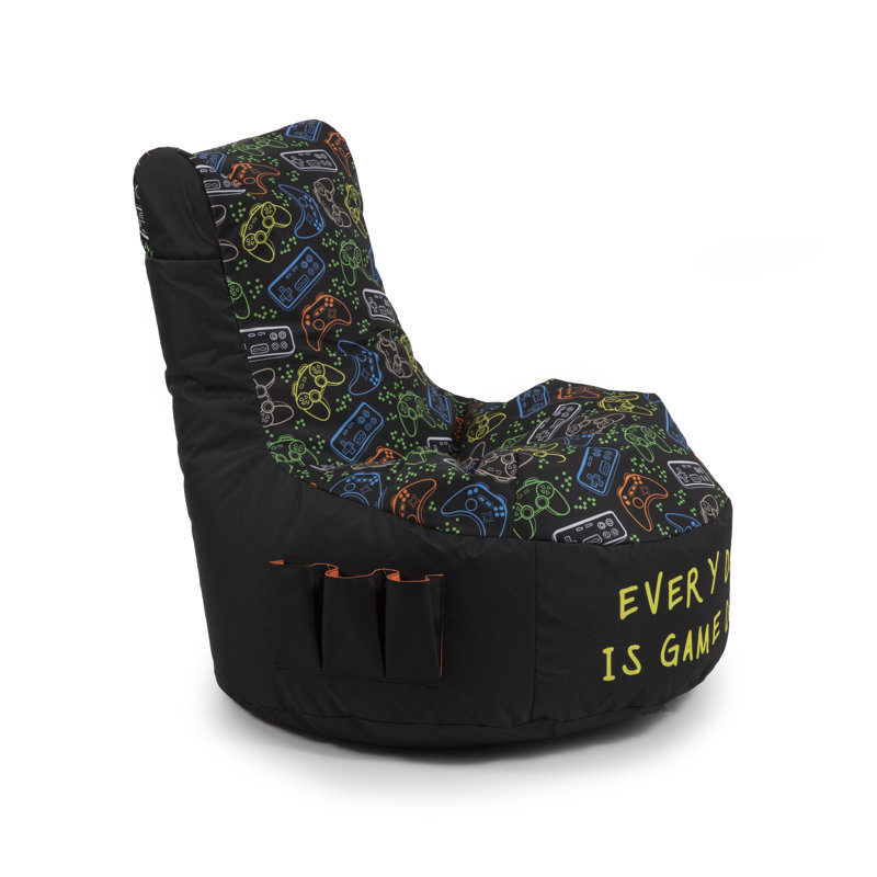 Fauteuil à billes Gaming, 100% polyester noir / vert
