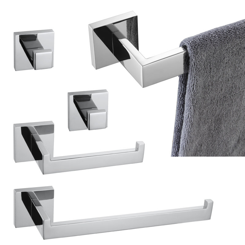 Ensemble de quincaillerie de salle de bain 5 pièces, Chrome poli