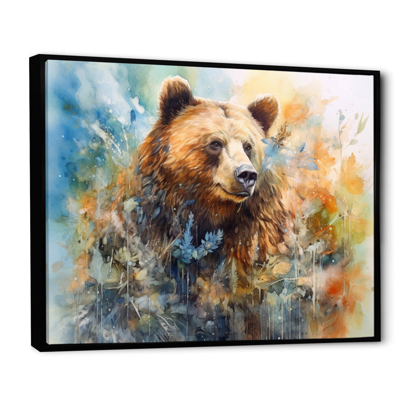 Majestic Grizzly II sur toile, H 30 po x l 40 po x P 1,5 po, Cadre flottant noir