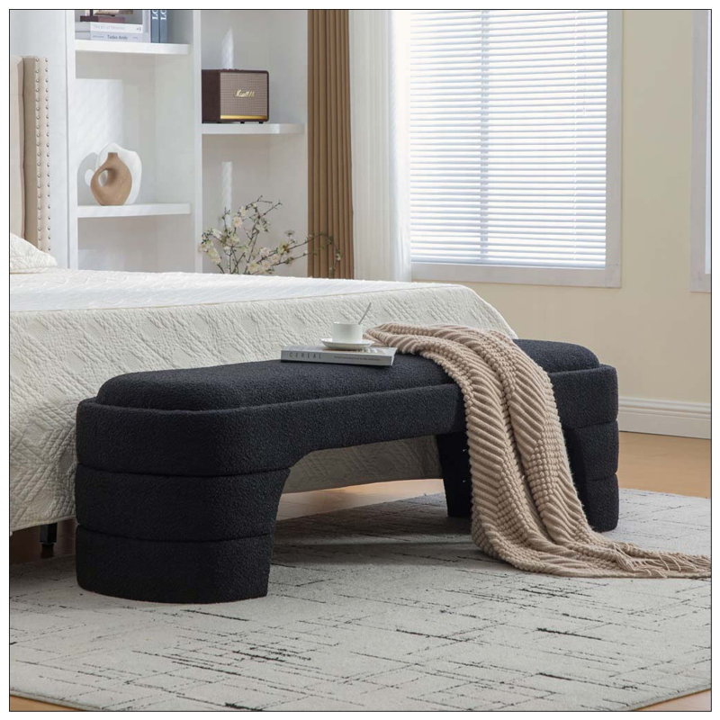 Banc de chambre rembourré sans accoudoirs de 64,96 po de largeur, White