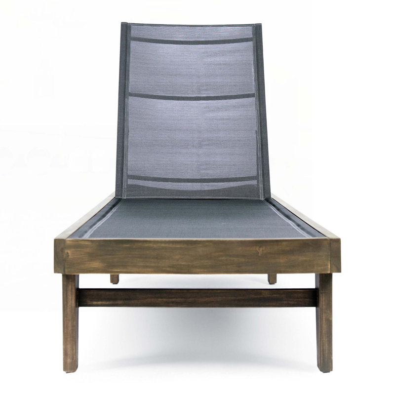 Outdoor Patio Chaise Lounge with Cushion, Gray, Dark Gray