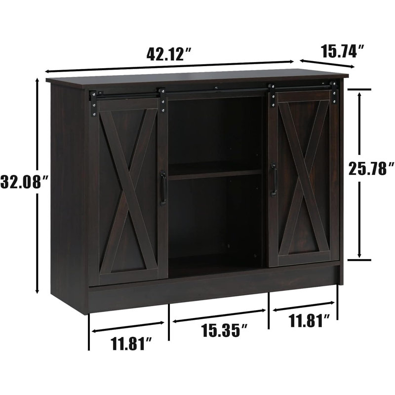 Armoire-bar Abrianna Farmhouse, Marron foncé