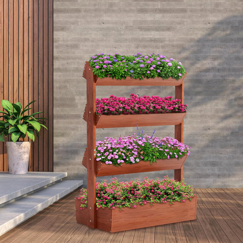 Lit de jardin vertical en bois Shanitha, support de plante en bois autoportant, H 55,1 po x l 18,1 po x P 29,9 po
