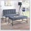 Banc capitonné de style industriel avec revêtement en velours gris et mousse à densité D20 pour plus de confort et de durabilité