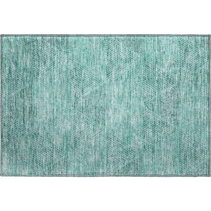 Premium Machine Washable Prisco Teal Rug, Rectangle 1'8" x 2'6"