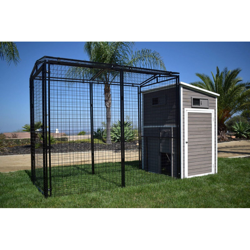 Large Powder-Coated Steel and Wood Chicken Coop with Run