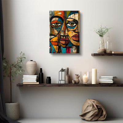 African Abstract Wall Art African Modern Tribal Mask Wall Decor Symbol Culture Canvas Poster Mixed Tones Graffiti Picture Perfect For Bedroom Living Room Wall Decor (12X16in Canvas)
