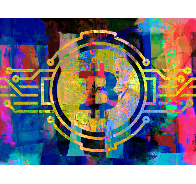 "Bitcoin 1" par Stephen Chambers, impression sur toile tendue, H 20 po x l 24 po x P 1,5 po