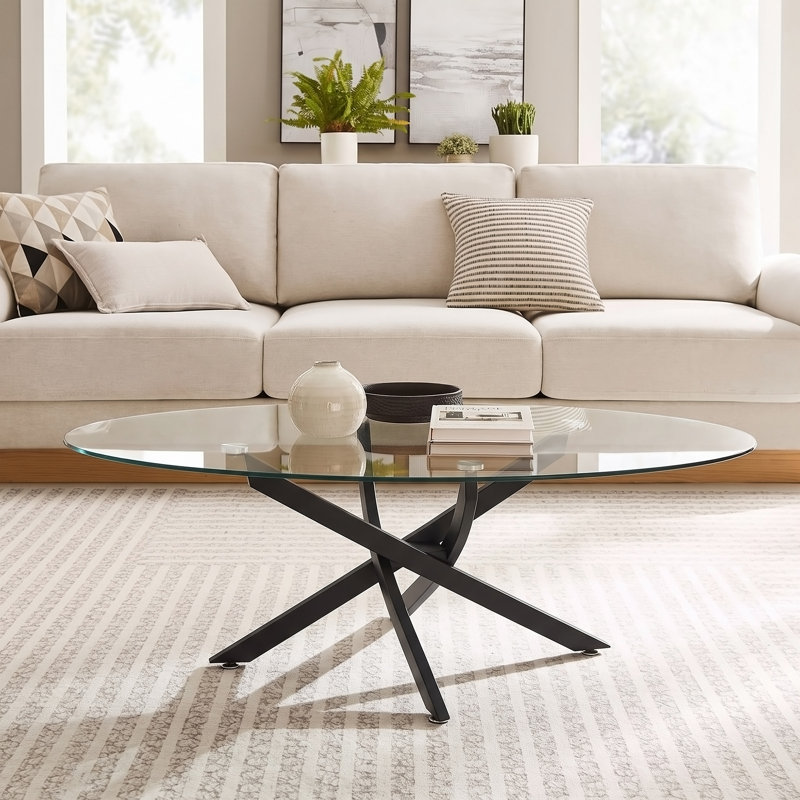 Table basse OVAL, Transparent/noir