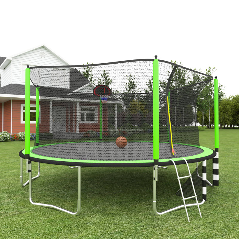 Specool Round Backyard Trampoline with Safety Enclosure