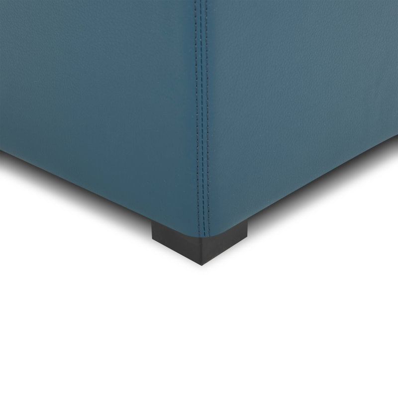 Repose-pieds en pierre avec rangement, Similicuir bleu foncé