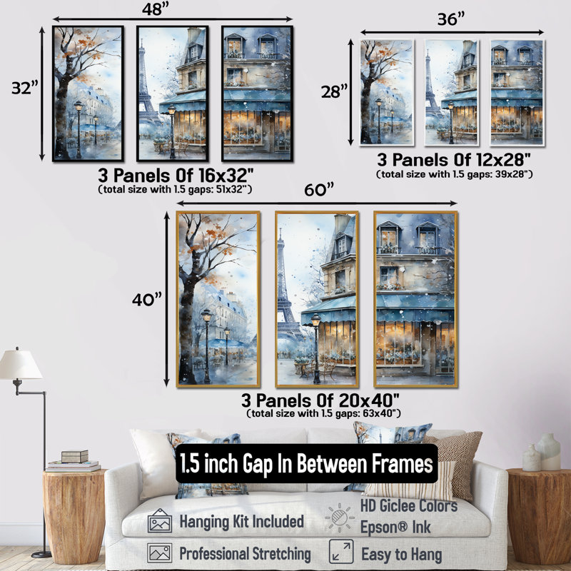 Art urbain gris, rue Parisienne IV - City Paris, Cadre flottant blanc, H 40 po x l 60 po