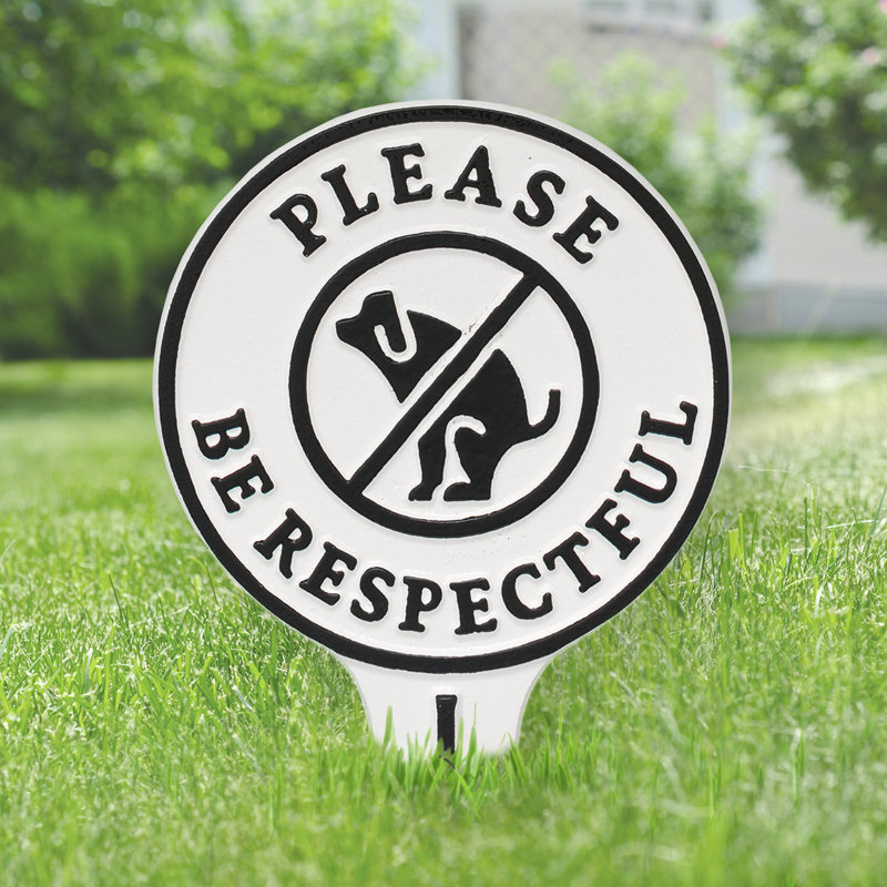 Enseigne de jardin Krause Veuillez être respectueux, Blanc / Noir