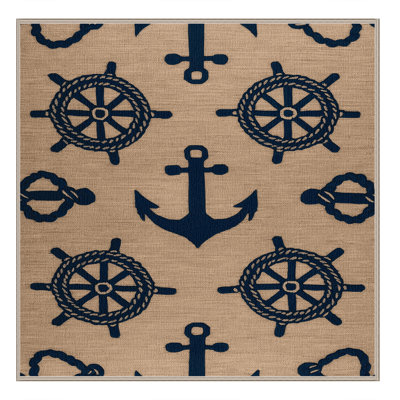 Washable Simplified nautical elements Nautical Area Rug