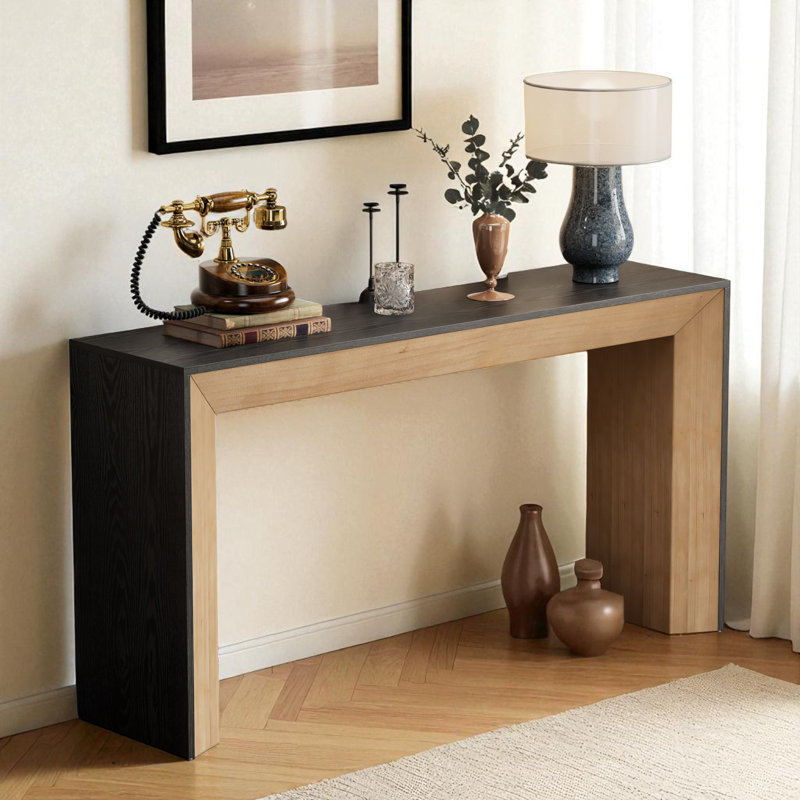 59.03" Console Table, Black, Brown