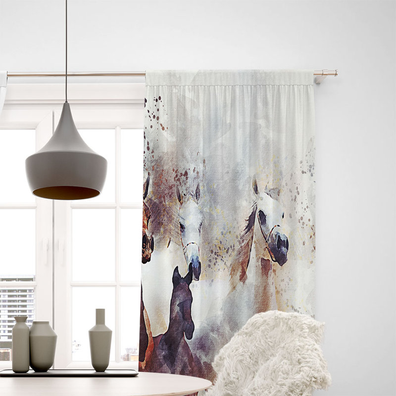 Rideaux semi-diaphanes Horse, l 20 po x L 52 po
