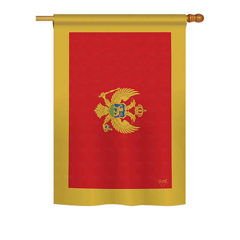 Drapeau maison en polyester 2 côtés monténégro, H 40 po x l 28 po
