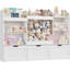  Rangement pour jouets 41,3 po avec bibliothèques pour enfants, rangement pour animaux en peluche, 3 tiroirs mobiles, armoire de rangement à 4 cubes et bibliothèque à 3 niveaux pour les salles de jeux, chambre à coucher, blanc-2120215391