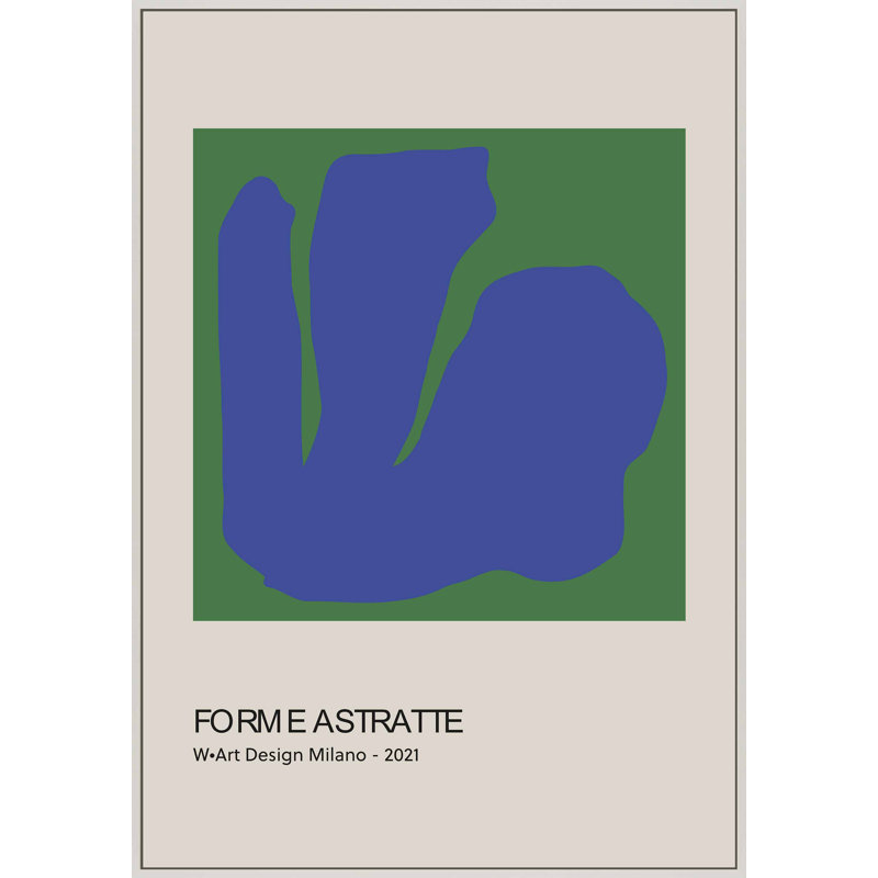 «Dewitt Forme Astratte Blue & Green» par Romina Gadler, Toile avec cadre blanc, H 30 po x l 21 po x P 1,25 po