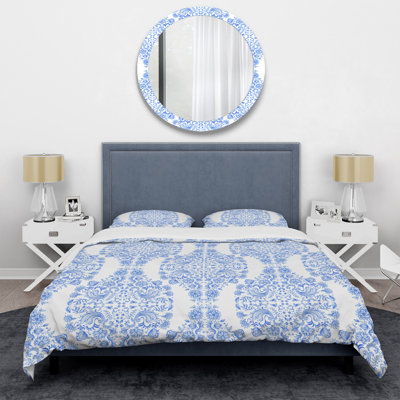 Blue/White Microfiber 3 Piece Duvet Cover Set