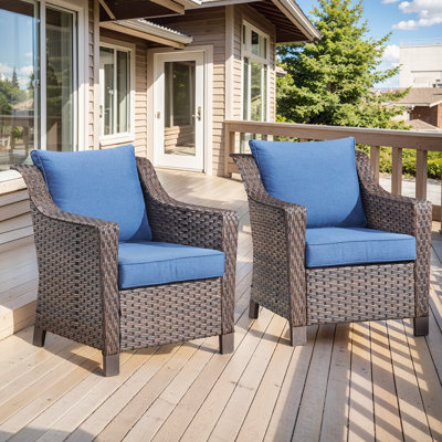 Jenesys Outdoor Wicker Patio Chairs Set Of 2 With Cushions