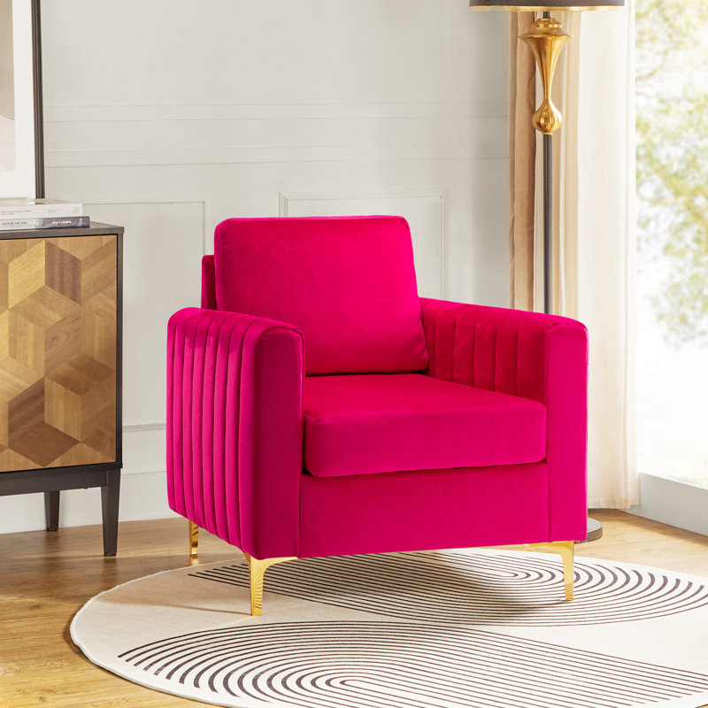 Cedarpoint Upholstered Velvet Tufted Club Chair, Velours fuchsia