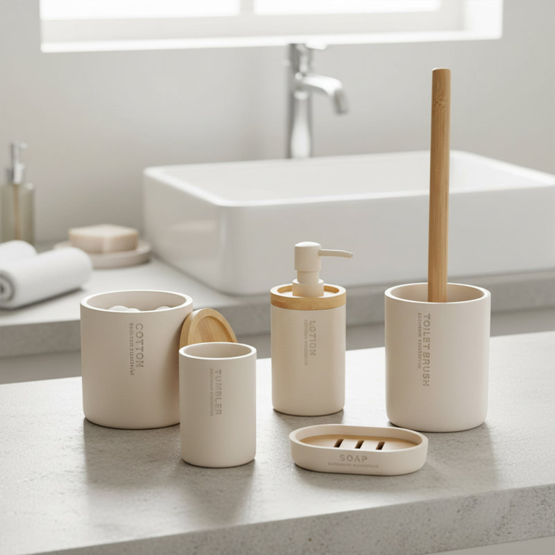 Willis Bathroom Accessory Set 5 Pieces, Green
