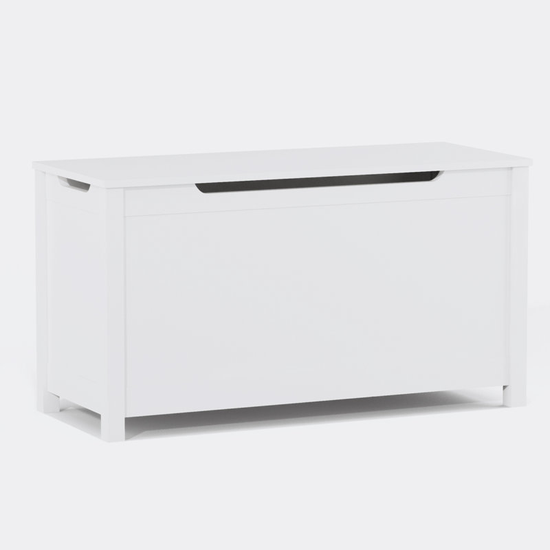 Flip Top Wooden  Storage Bench，Wooden Toy Box Storage with Safety Hinged