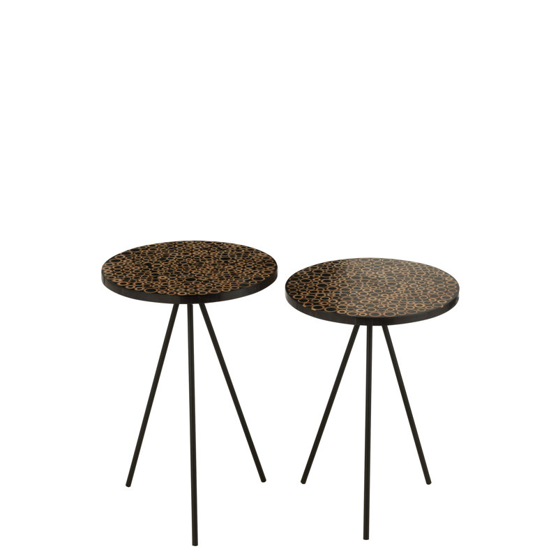 Elleny Side Table Set, Brown/Black