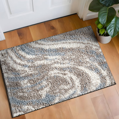 Tapis à poils longs Marble Swirl - bleu - velours moyen, élégant, facile à nettoyer