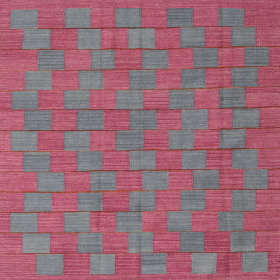 Tapis géométrique rose / vert