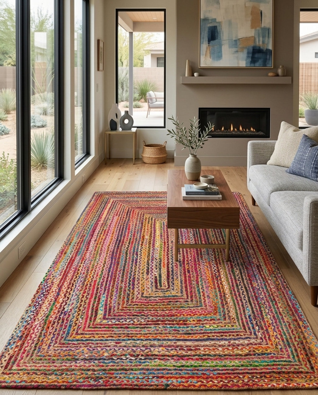 East Urban Home Hand Braided Cotton & Jute Contemporary Dark Multicolor ...