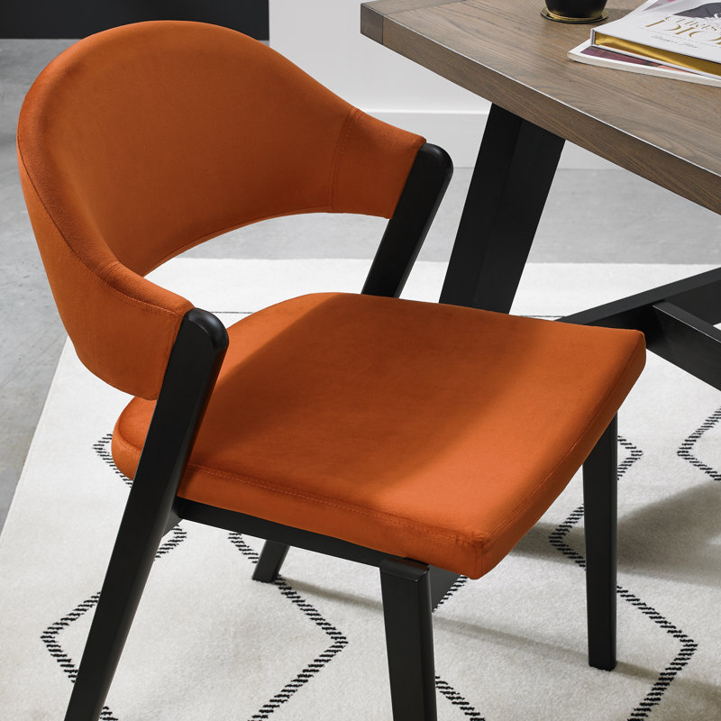 Kostka 49cm H Polyester Blend Upholstered Upholstered Back Side Chair, Rust