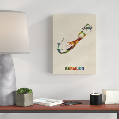 « bermudes aquarelle map », impression sur toile tendue