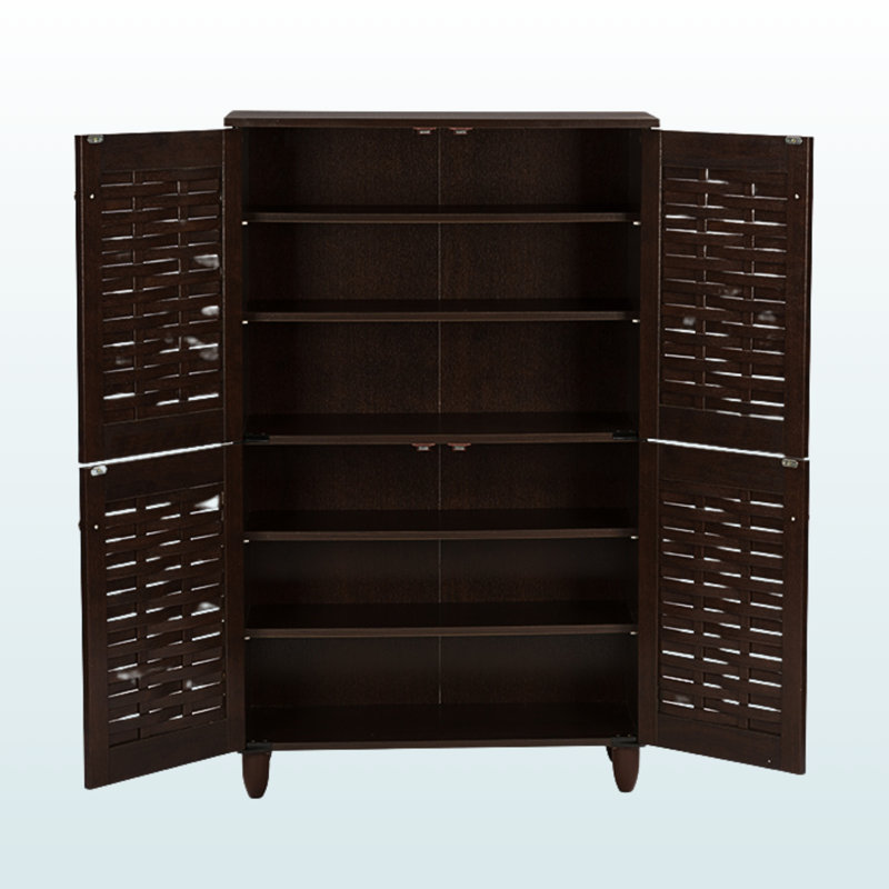 Jovia 4-Doors & 6-Shelves Brown Finish Shoe Storage Cabinet, 48.02" H X 29.65" W X 12.92" D