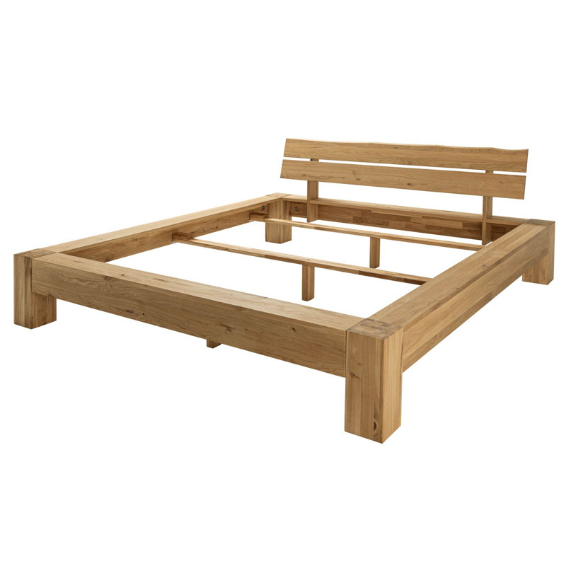 Solid Wood Bed Stockholm Wild Oak, 140 x 200 cm