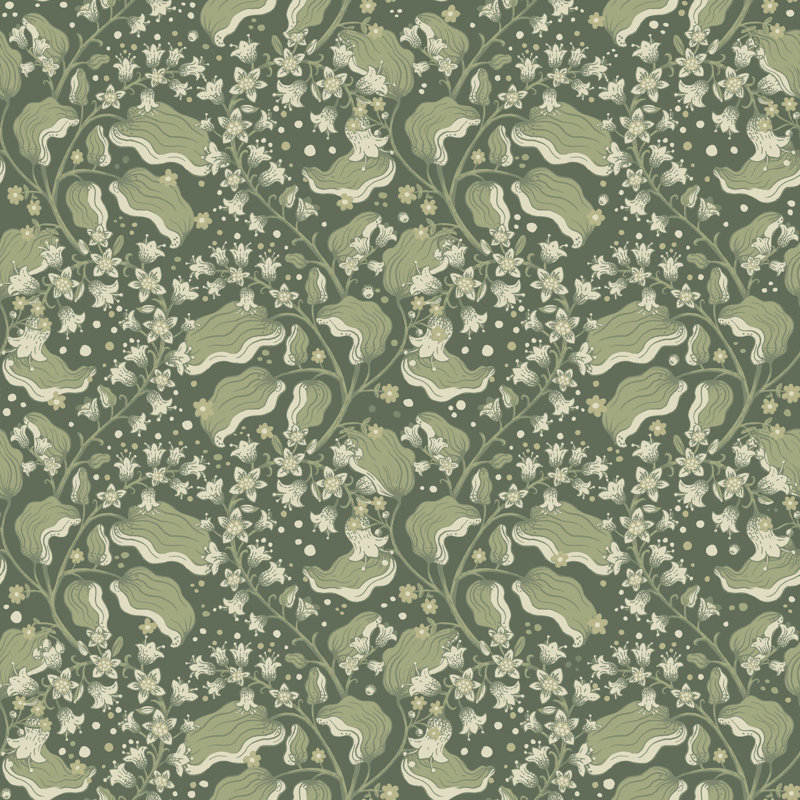 Papier peint floral Syren, Vert