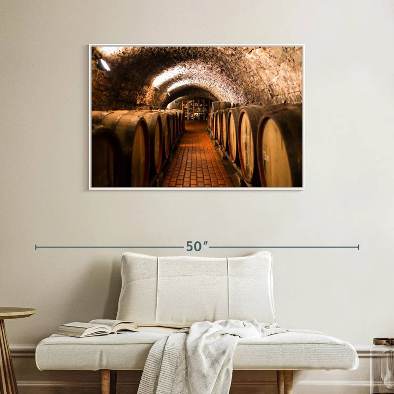 Barils de vin Winery, Cadre flottant blanc, 40 po x 27 po