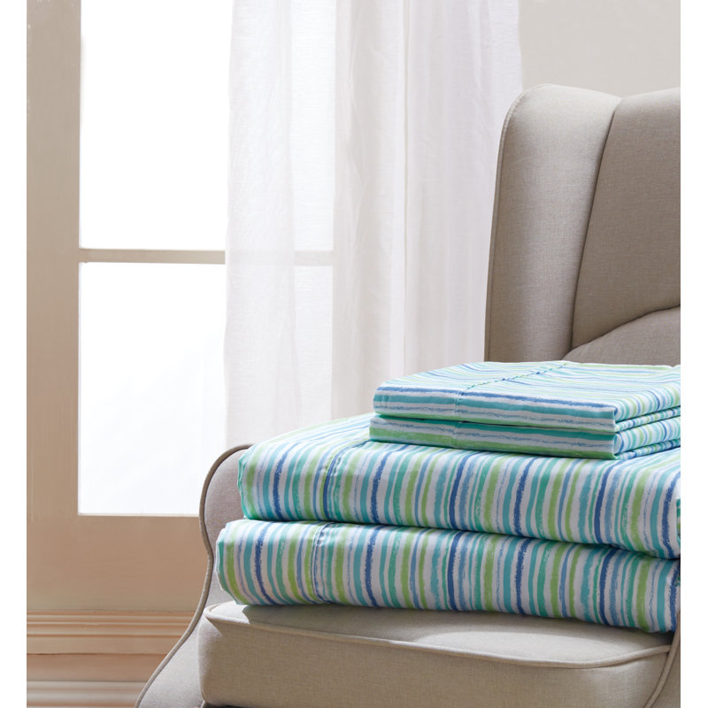 Devan Microfiber Striped Sheet Set, Queen